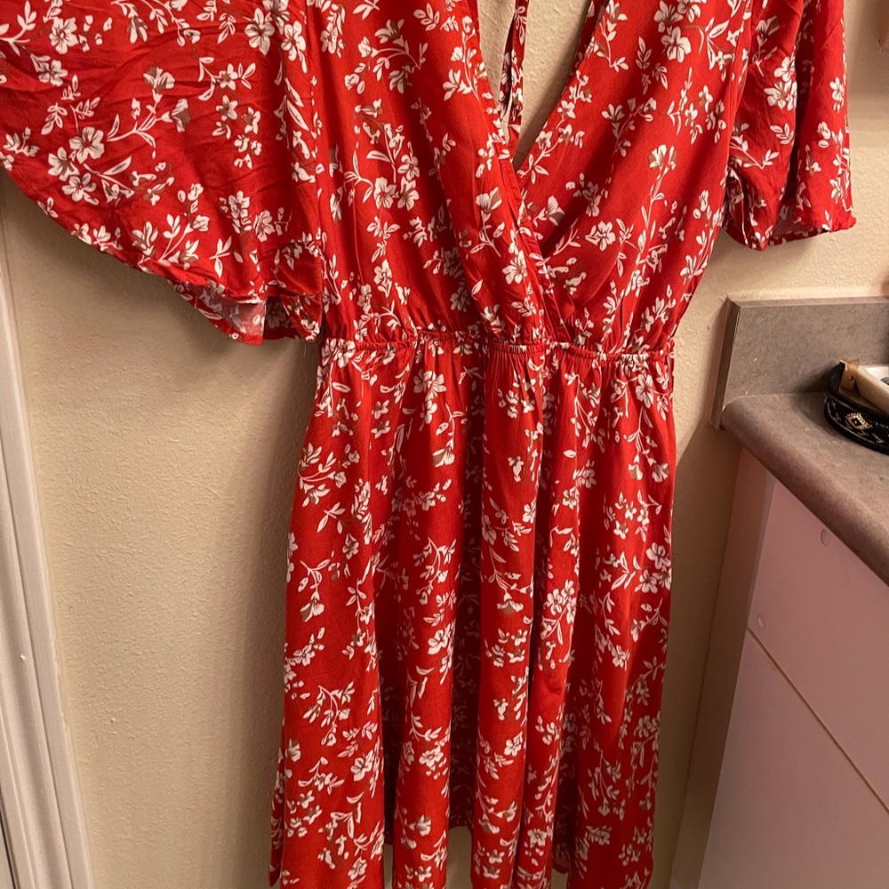 Orange V Neck With String In The Back - image 1